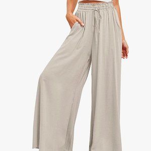 Wide Leg Linen Pants Drawstring || SeekMe